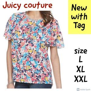 NWT Juicy Couture ruffle layer floral top w bling